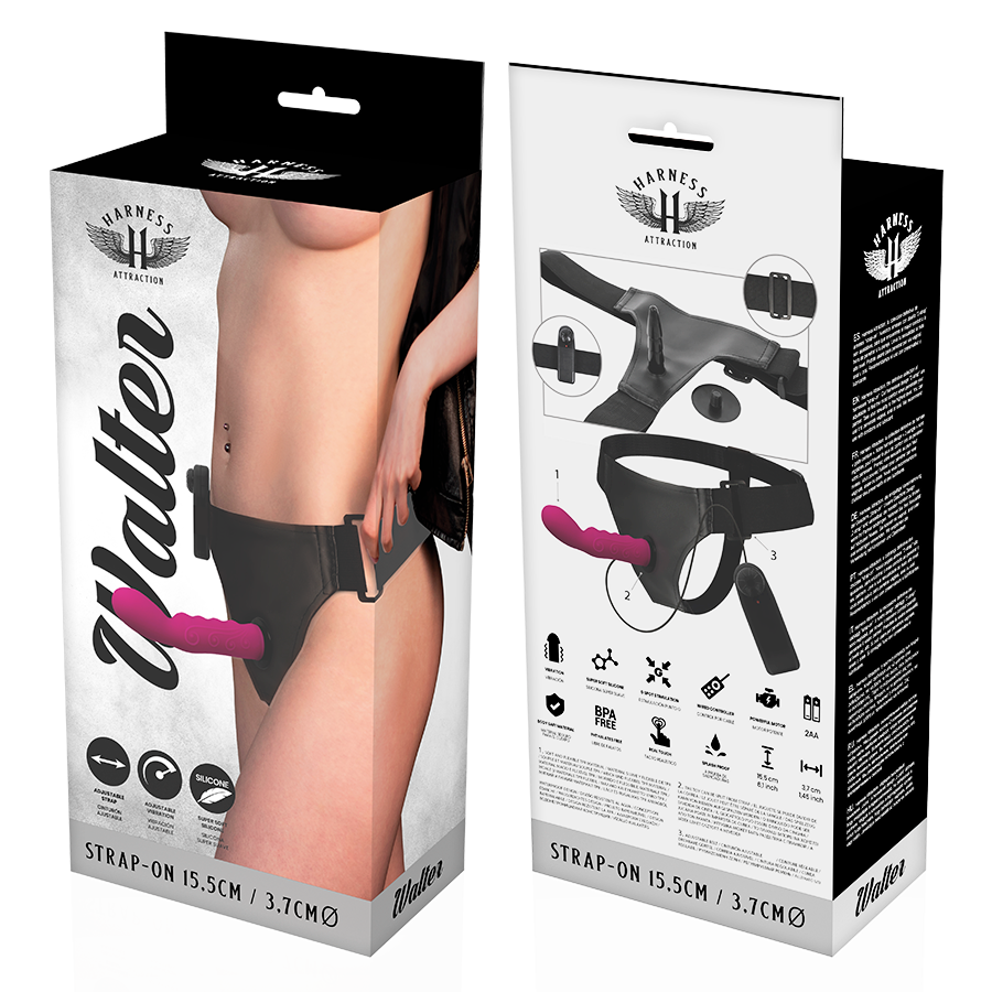 Harness Attraction – Gode ceinture stimulation point G avec vibromasseur – 15,5 cm
