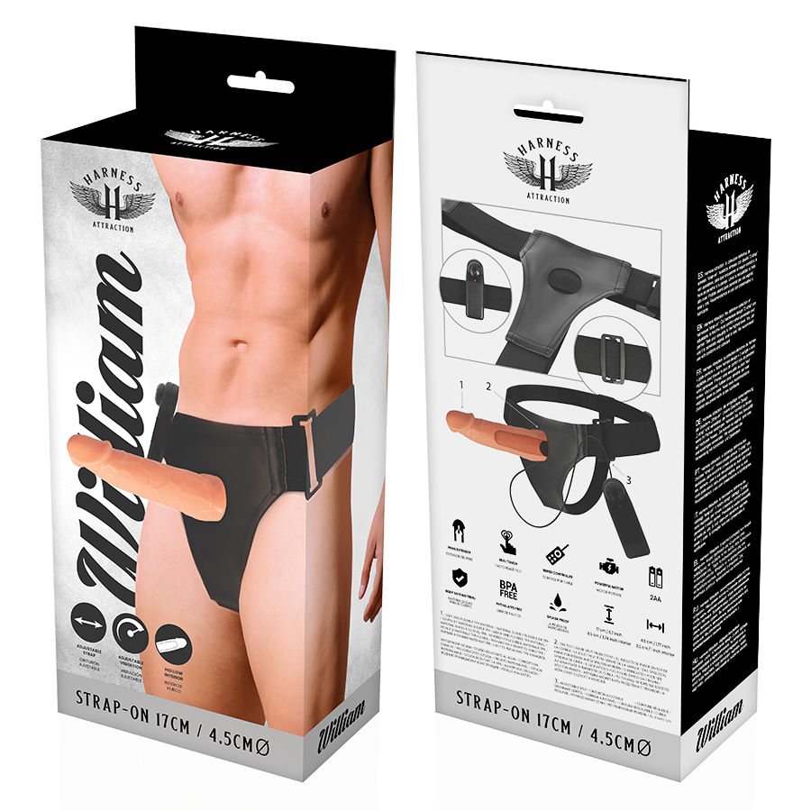Harness attraction - willian hollow rnes avec vibrateur 17 cm -o- 4.5 cm