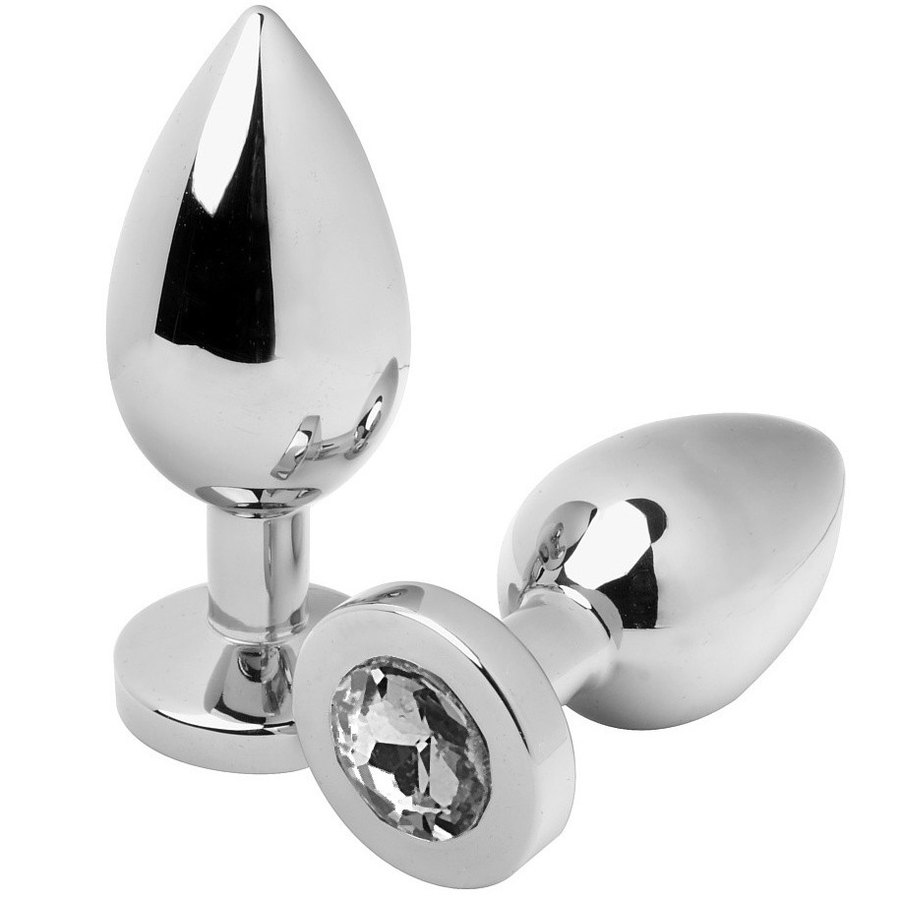 Metal Hard - Plug anal aluminium avec strass diamant - Transparent
