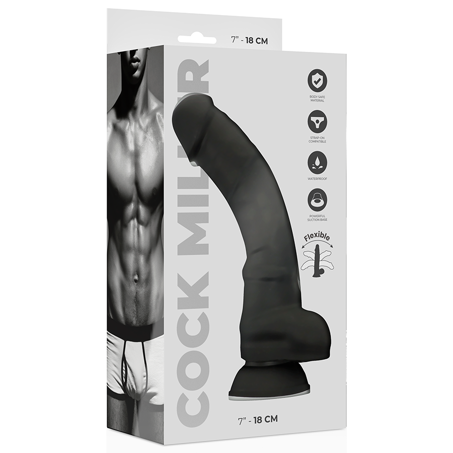 Gode Réaliste Cock Miller Articulable Noir 18cm - Cockmiller