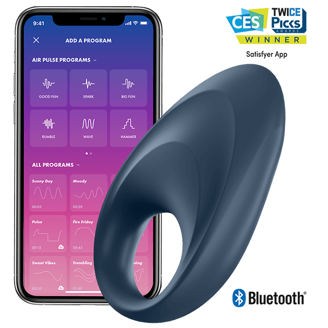 Satisfyer - Anneau Vibrant Connecté Mighty One - Bleu