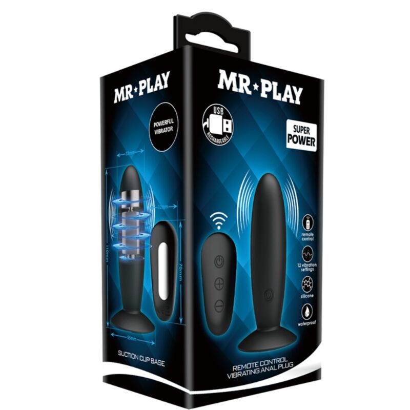 Mr play - plug anal avec télécommande vibration noire