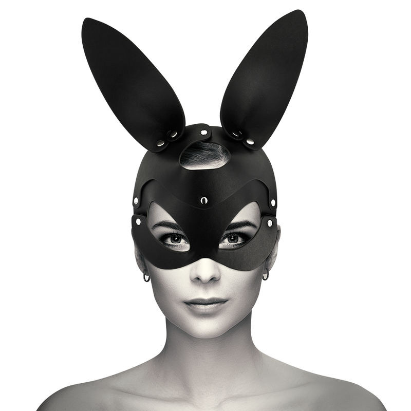Coquette chic desire - masque en cuir vegan avec oreilles de lapin