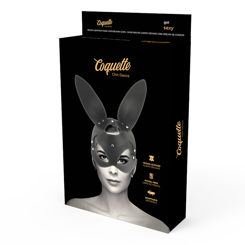 Coquette chic desire - masque en cuir vegan avec oreilles de lapin