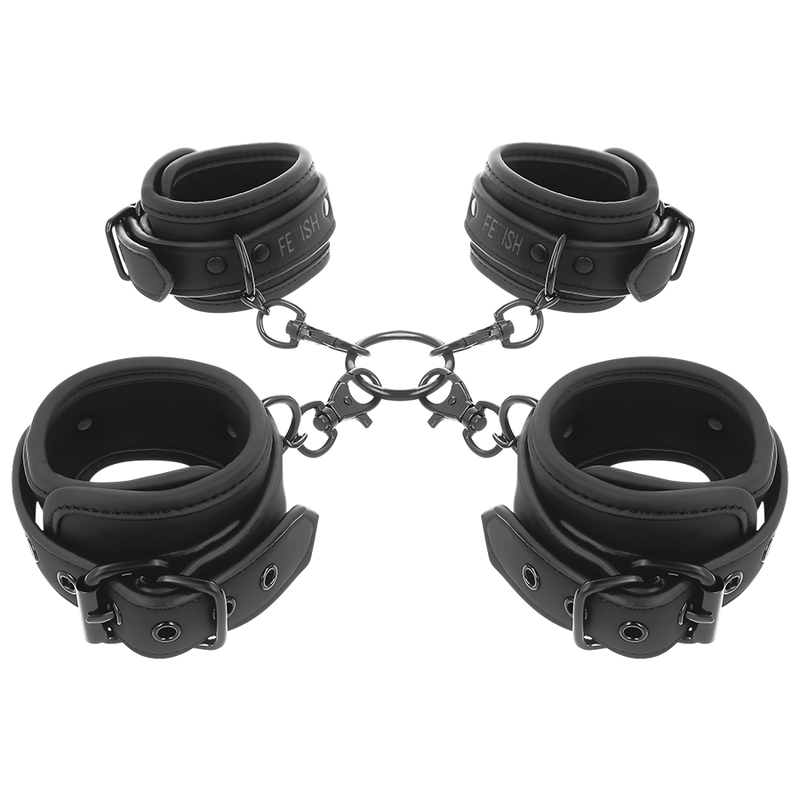 Fetish submissive - ensemble de menottes pour mains et chevilles avec doublure en noprène