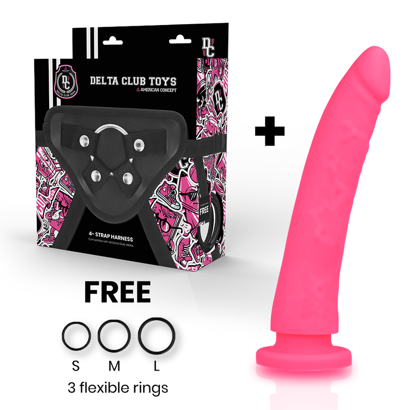 Delta club - toys harnais + dong silicone rose 20 cm -o- 4 cm
