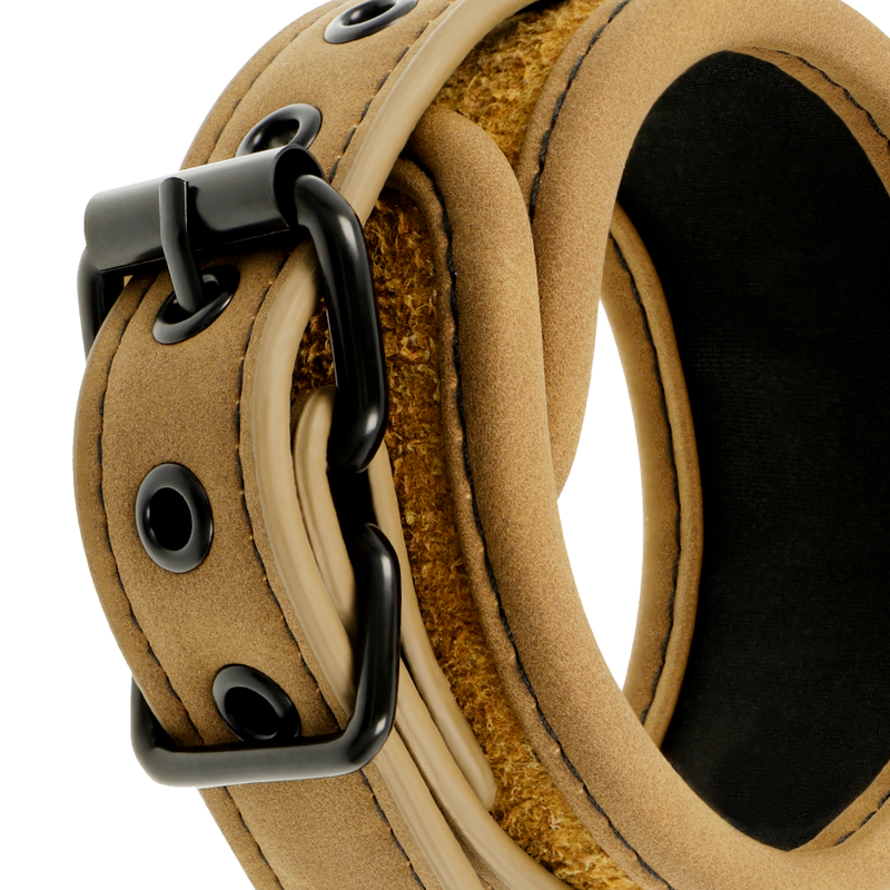Fetish Submissive – Menottes de cheville BDSM en cuir synthétique Beige