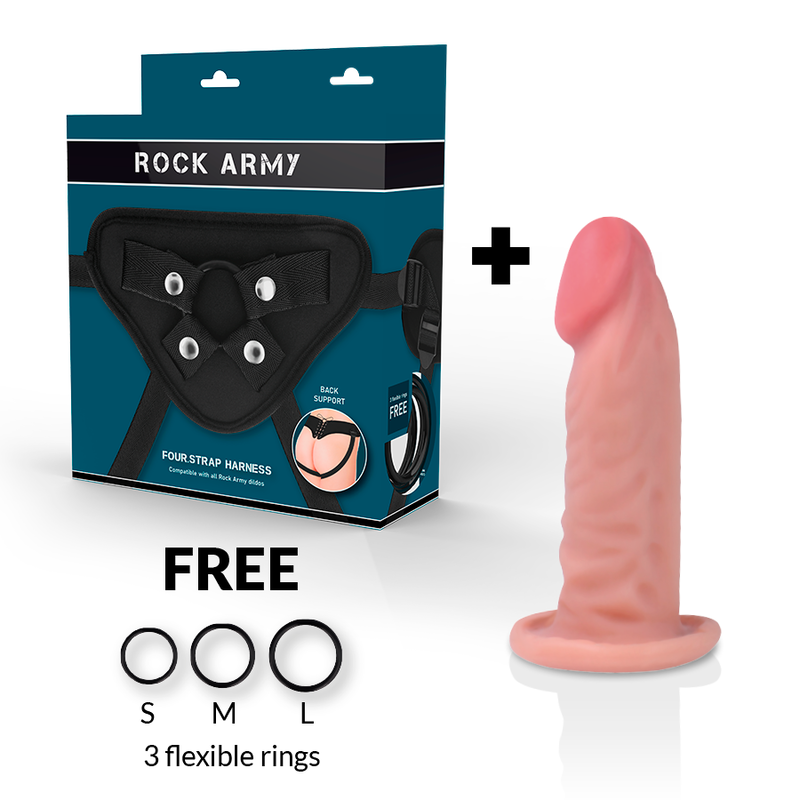 Rock Army – Gode Ceinture Ultraréaliste avec 3 Cockrings offerts / 14 cm