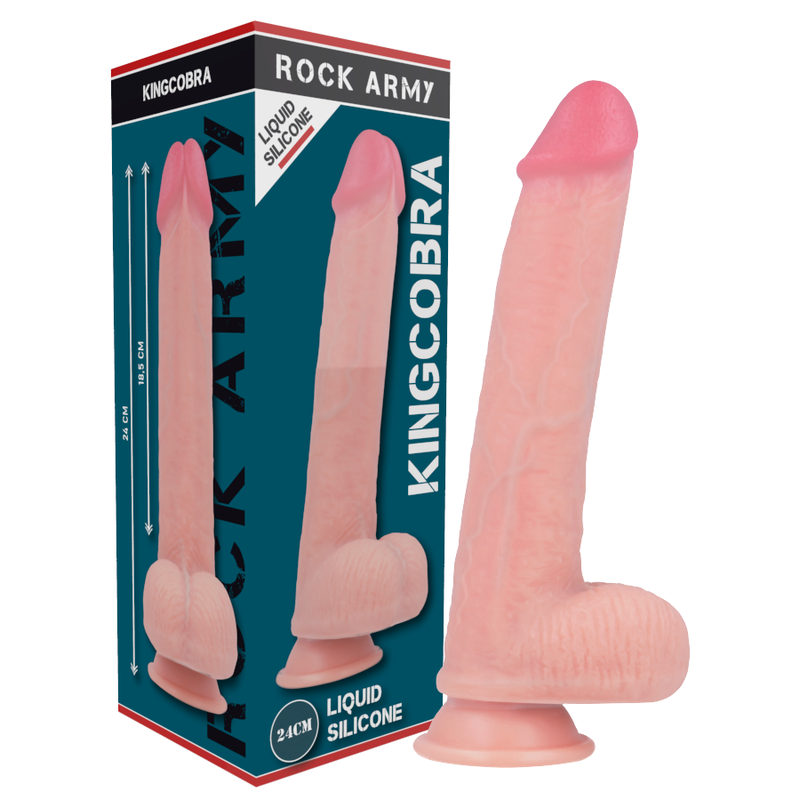 Rock Army - Gode Ceinture XL Réaliste avec 3 Cockrings / 24 cm