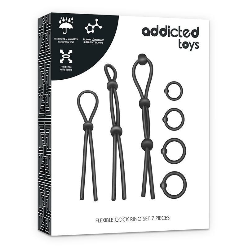 Addicted toys - ensemble danneau pénial flexible en silicone 7 pièces