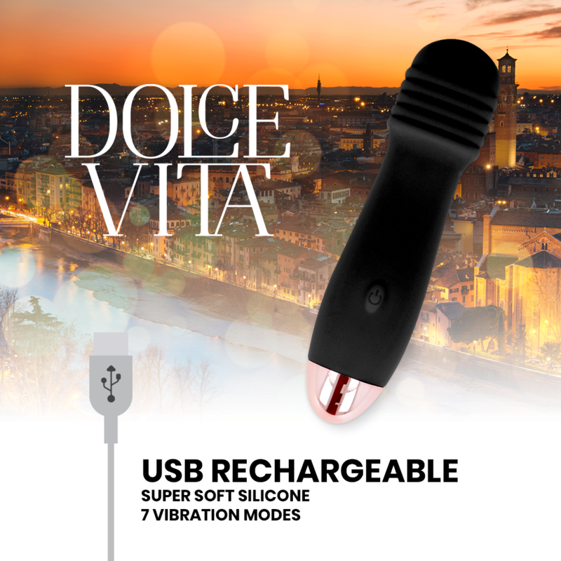 Dolce vita - Mini vibrateur rechargeable noir - 7 vitesses