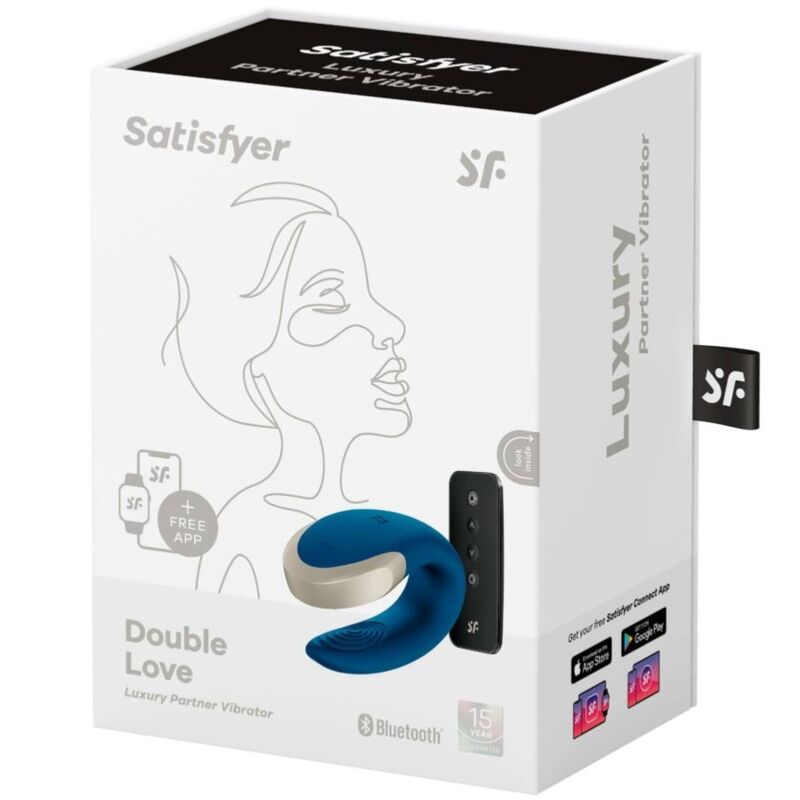 Satisfyer - vibrateur double love luxury partner bleu
