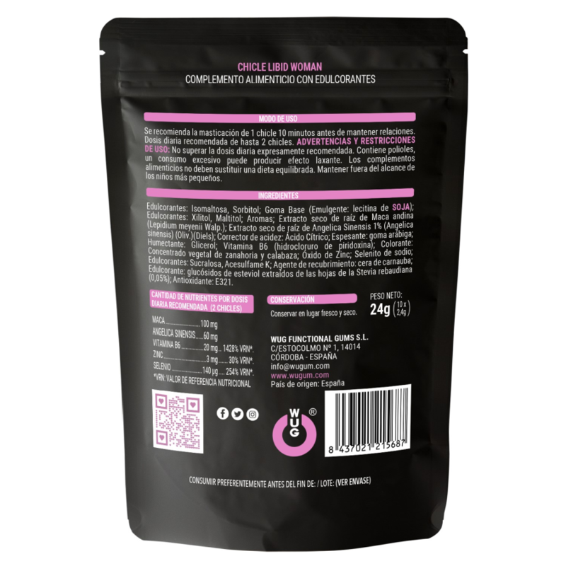 Wug Gum – Chewing-gum libido & énergie pour femme Libid Woman - 10 unités