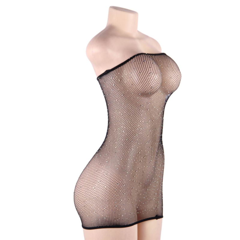 Queen lingerie - robe corps en filet avec diamants s/l