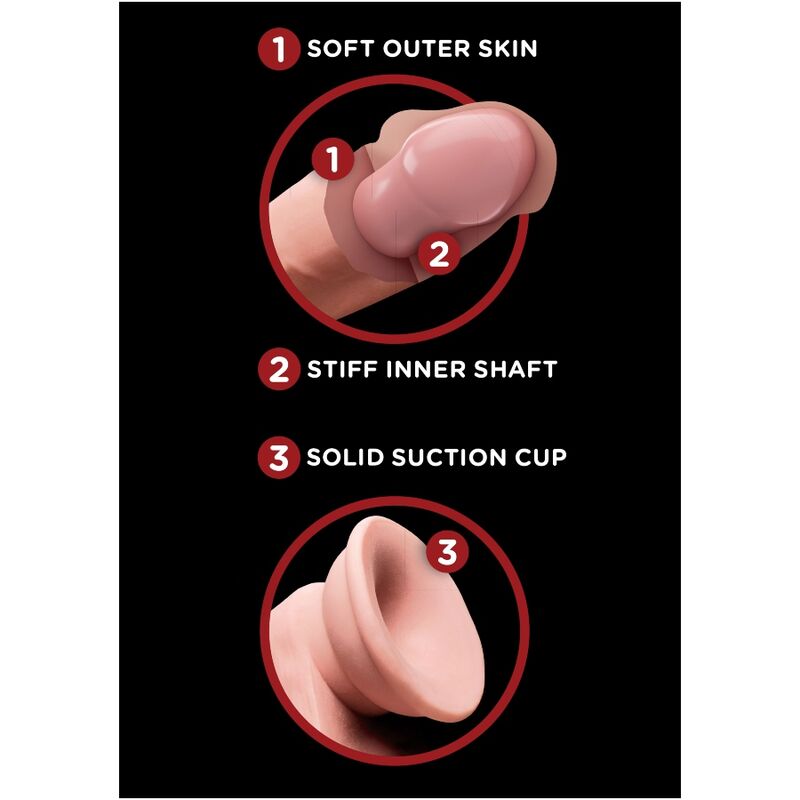 King cock - balles gode 3d plus 15.2 cm peau claire