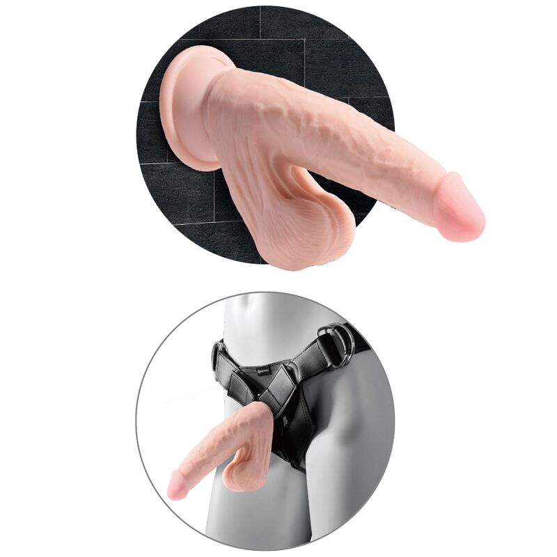 King cock - balles gode 3d plus 15.2 cm peau claire