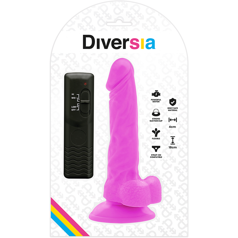 DIVERSIA - DILDO VIBRANT FLEXIBLE VIOLET 18 CM -O- 4 CM