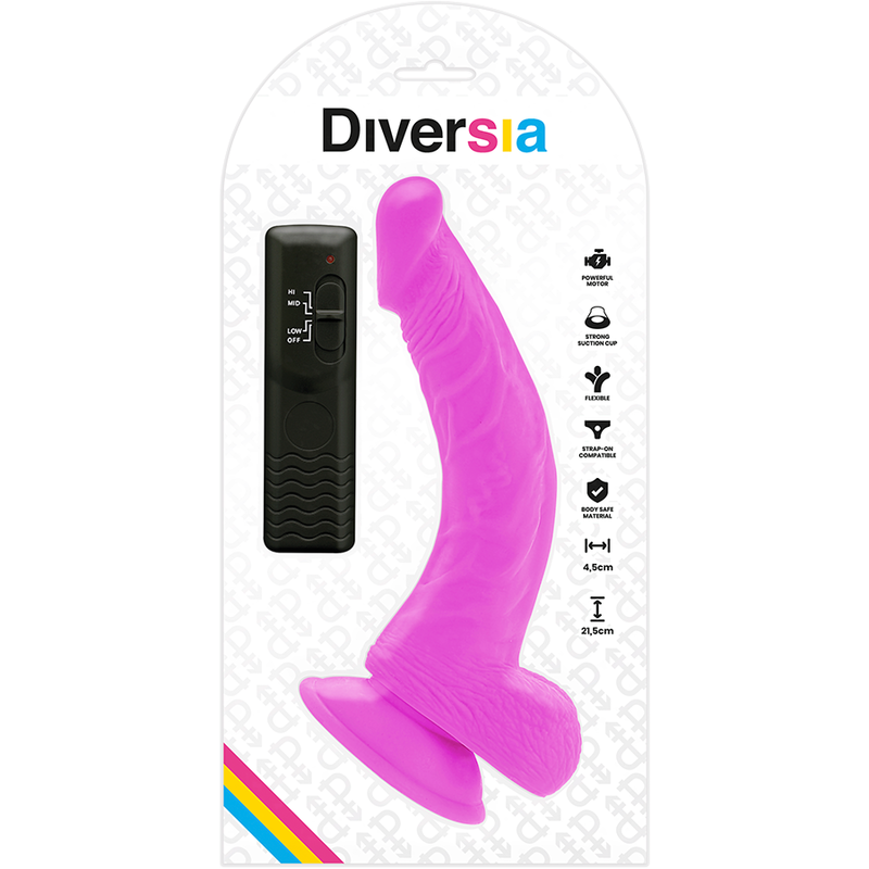 DIVERSIA - DILDO VIBRANT FLEXIBLE VIOLET 21.5 CM -O- 4.5 CM