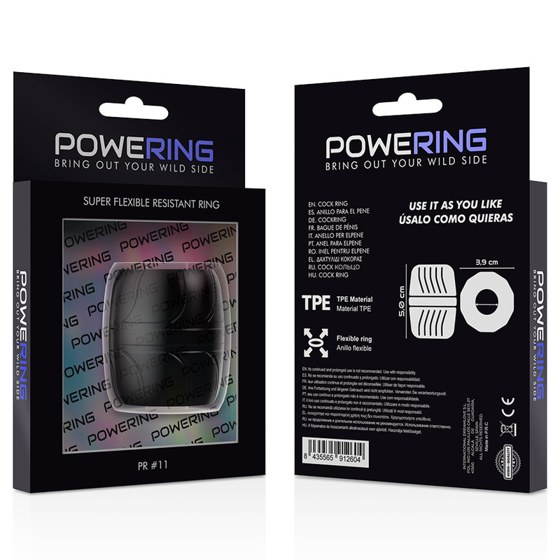 POWERING - ANNEAU PÉNIS SUPER FLEXIBLE ET RÉSISTANT 5 CM PR11 NOIR