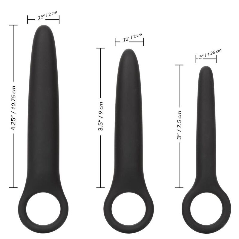Calexotics – Dilatateurs Vaginales en Silicone Médical Noir - Lot de 3