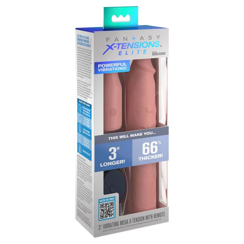 Fantasy X-Tensions - Gaine Pénienne 22,86 cm avec fonction vibrante - Rose
