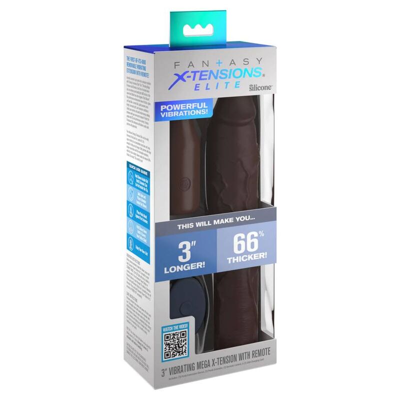 Fantasy X-Tensions - Gaine Pénienne 22,86 cm avec fonction vibrante - Marron