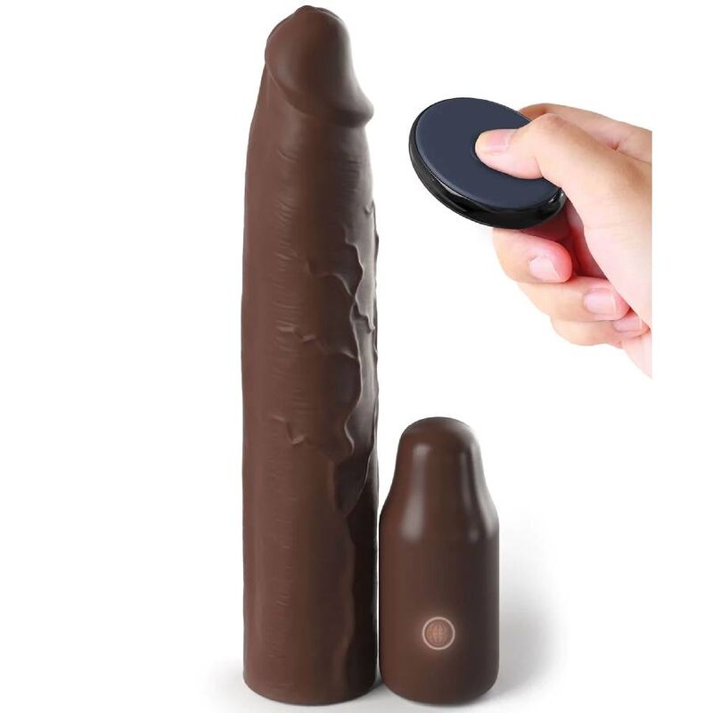 Fantasy X-Tensions - Gaine Pénienne 22,86 cm avec fonction vibrante - Marron