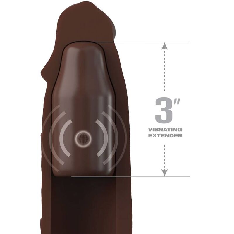 Fantasy X-Tensions - Gaine Pénienne 22,86 cm avec fonction vibrante - Marron