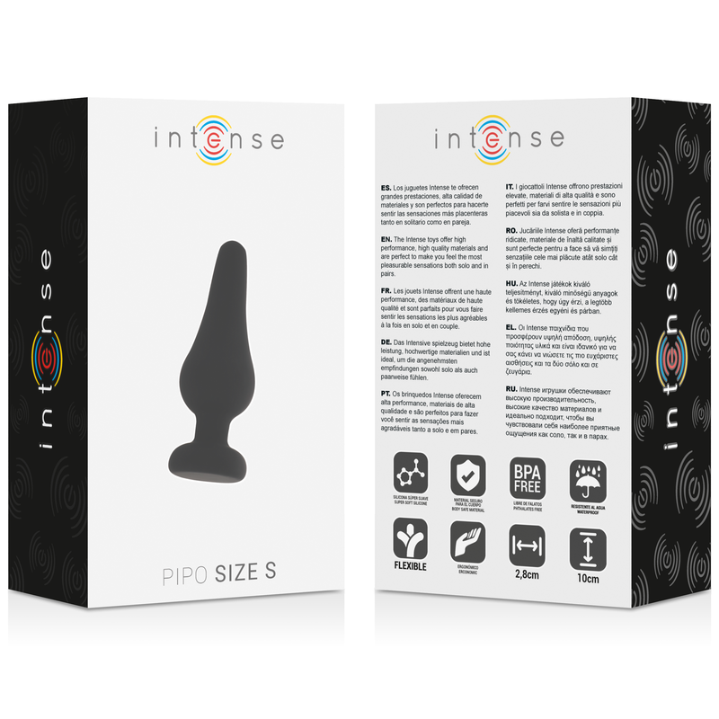 Intense - plug anal pipo s silicone noir 9,8 cm