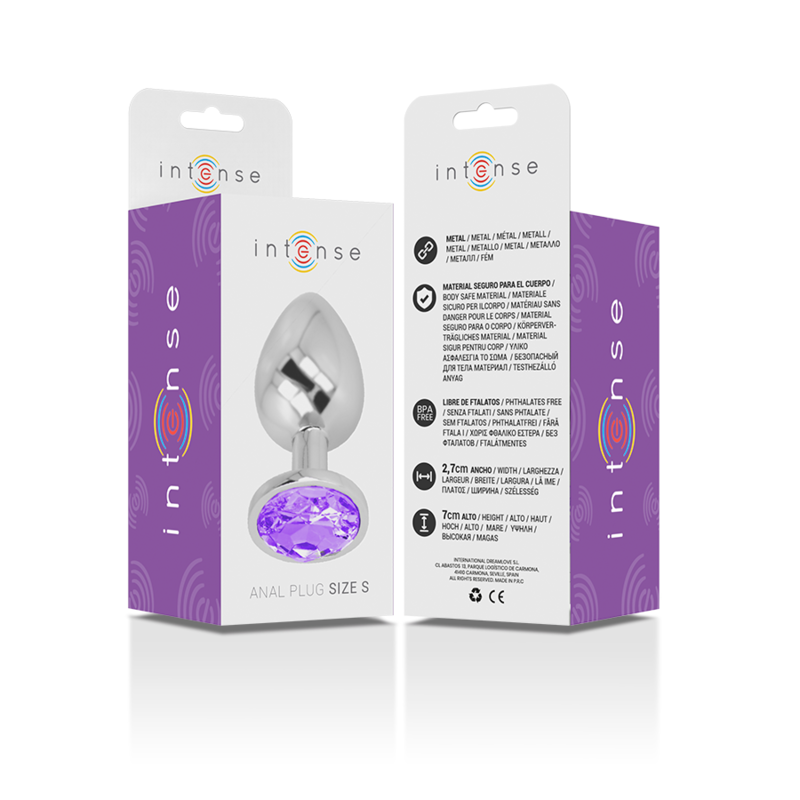 Intense - plug anal en métal aluminium avec cristal violet taille s