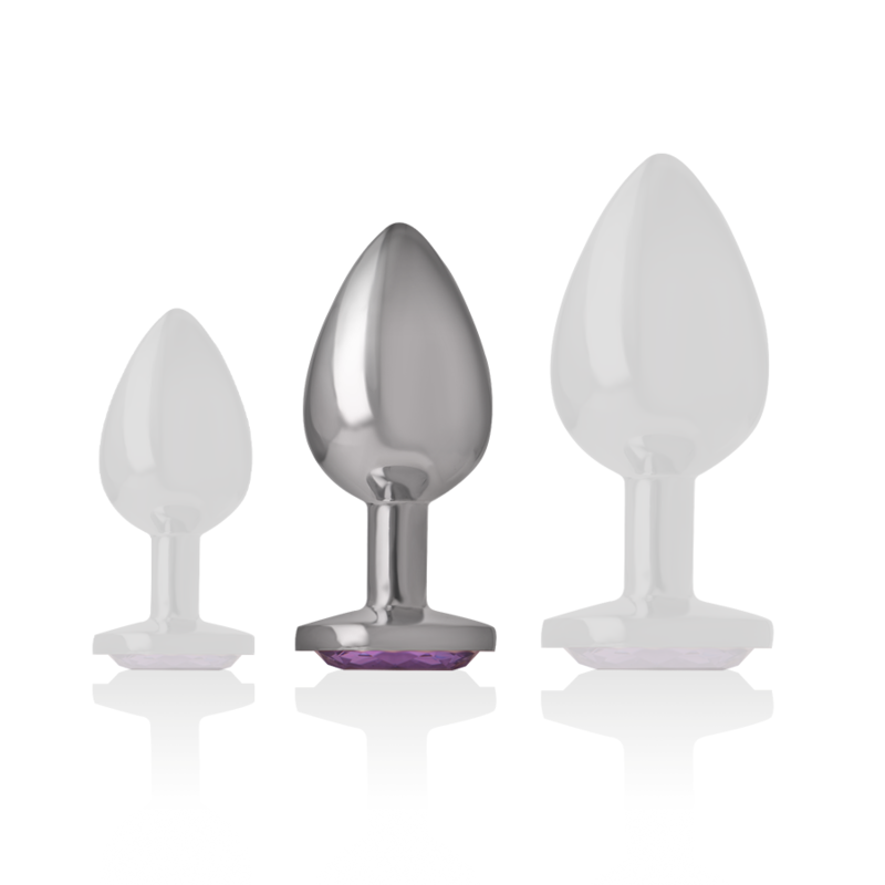 Intense - plug anal en métal aluminium avec cristal violet taille m