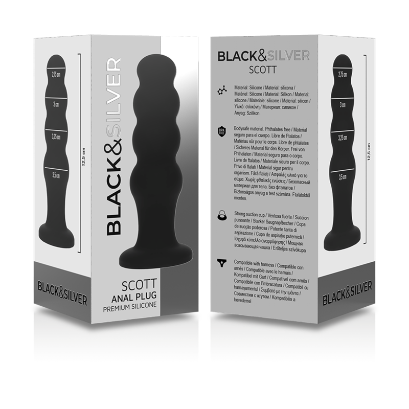 BLACK&SILVER - PLUG ANAL EN SILICONE SCOTT PREMIUM NOIR