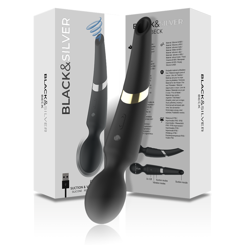 BLACK&SILVER - MASSEUR ET ASPIRATION RECHARGEABLE EN SILICONE BECK NOIR