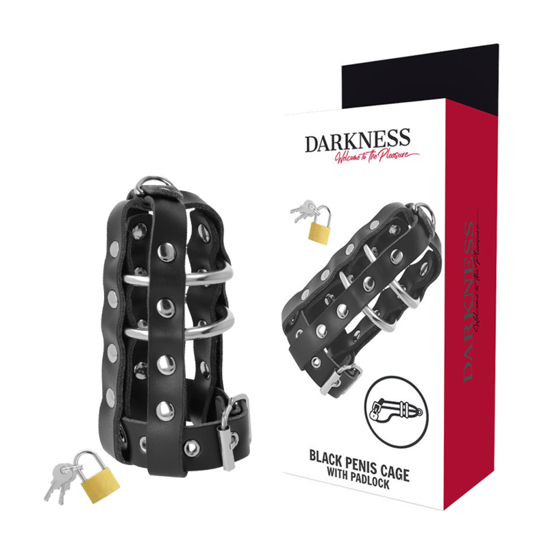 Darkness – Cage de chasteté cuir avec cadenas