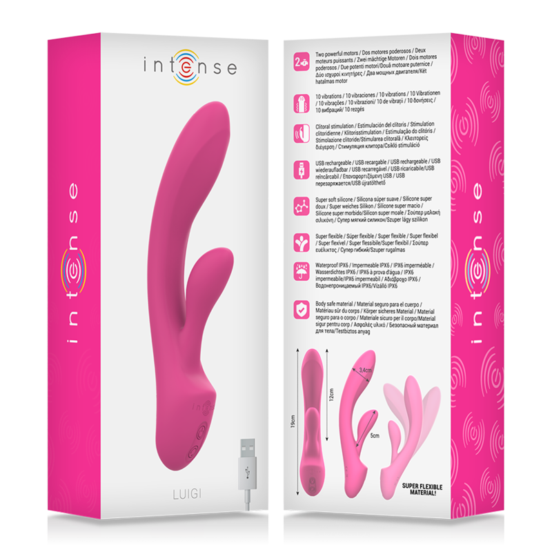 Intense – Vibromasseur Rabbit Luigi Double Stimulation Rechargeable Rose
