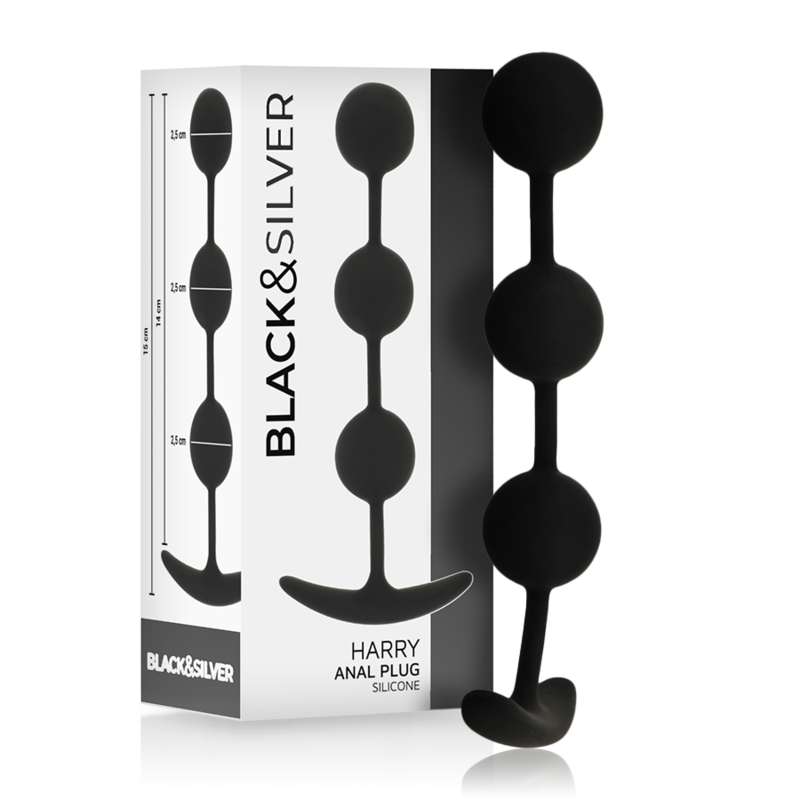 BLACK&SILVER - CHAPELET ANAL HARRY 3 SPHÈRES EN SILICONE 14 CM