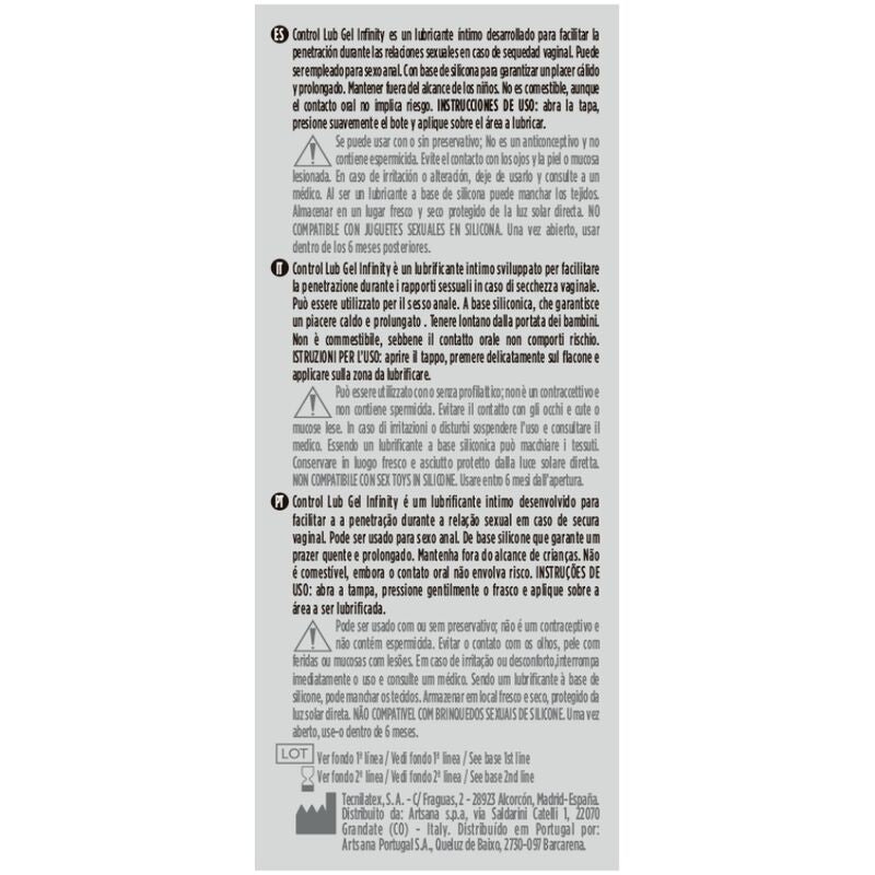 Control - lubrifiant base de silicone infinity 75 ml