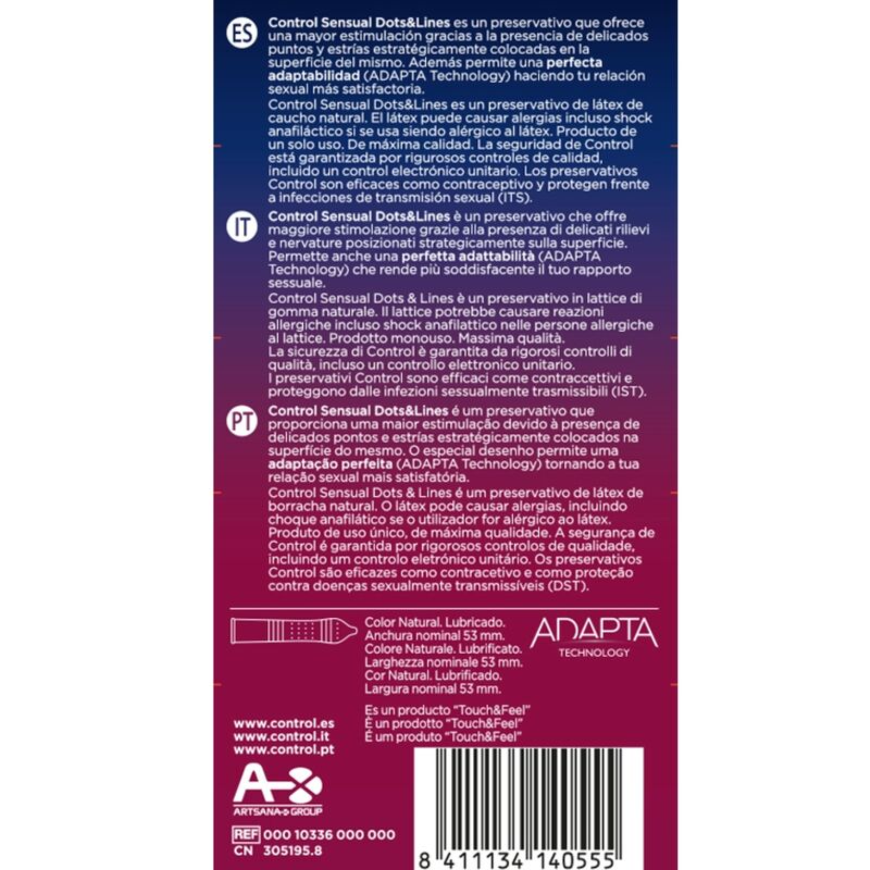 Control – Préservatifs Perlés & Nervurés Dot & Lines – Pack de 12