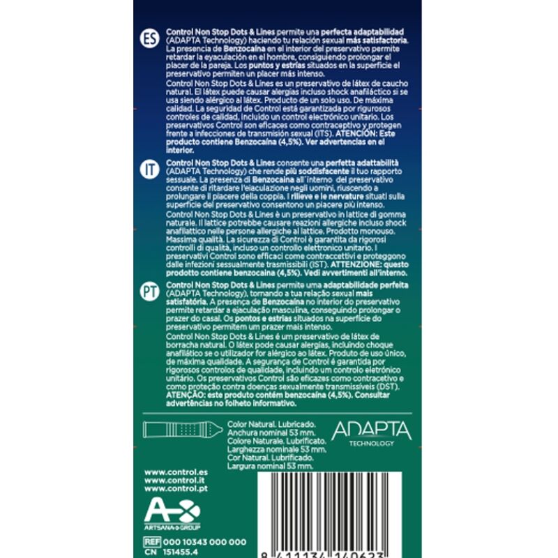 Control - nonstop dots and lines condoms 12 units