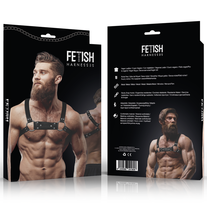 FETISH SUBMISSIVE ATTITUDE - HARNAIS DE POITRINE BULLDOG EN CUIR ÉCOLOGIQUE POUR HOMMES TAILLE M/L