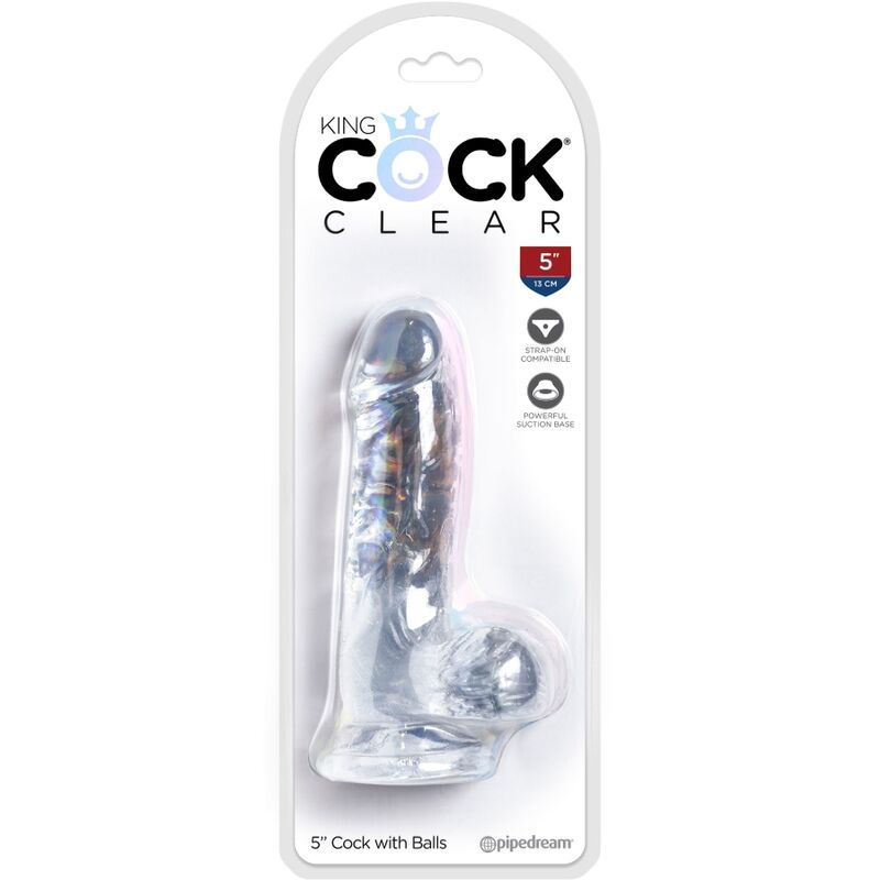 King cock - clear pénis réaliste avec boules 10.1 cm transparent