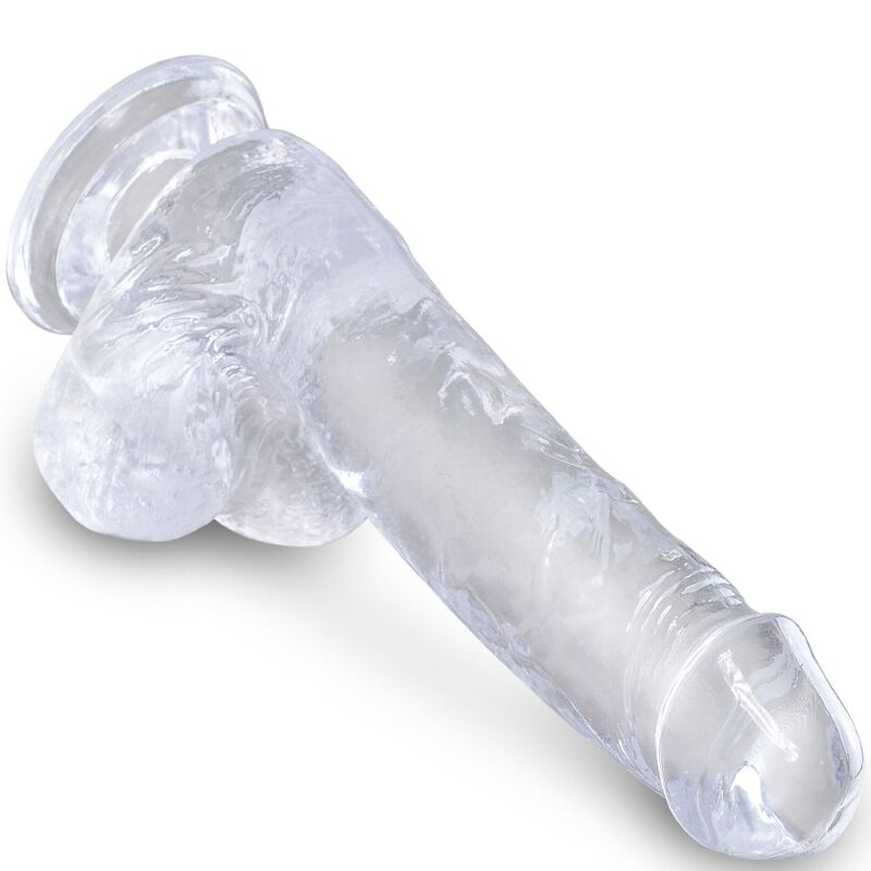King cock - clear pénis réaliste avec boules 13.5 cm transparent