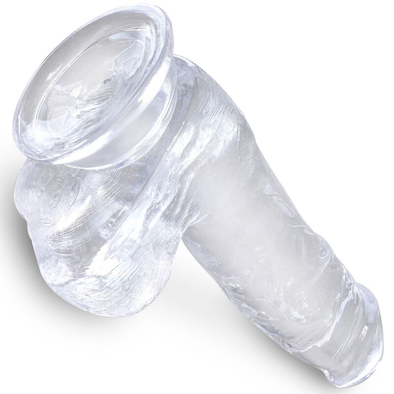 King cock - clear pénis réaliste avec boules 13.5 cm transparent