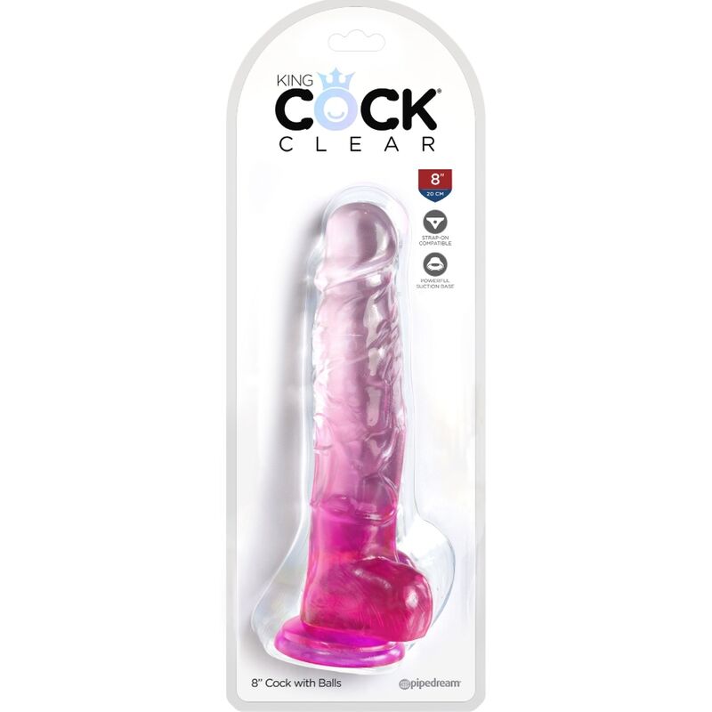 King cock - clear pénis réaliste avec boules 16.5 cm rose