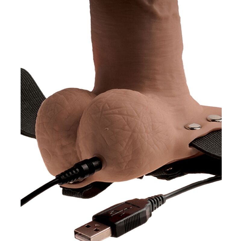 Fetish fantasy series - harnais réglable pénis réaliste avec testicules rechargeables et vibrateur 15 cm