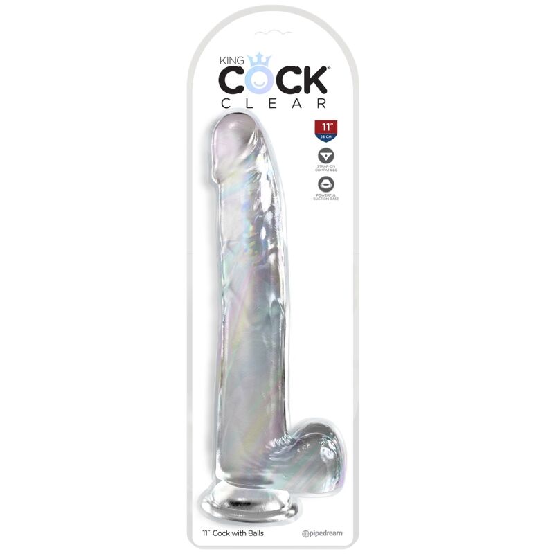 King cock - clear gode avec testicules 24.8 cm transparent