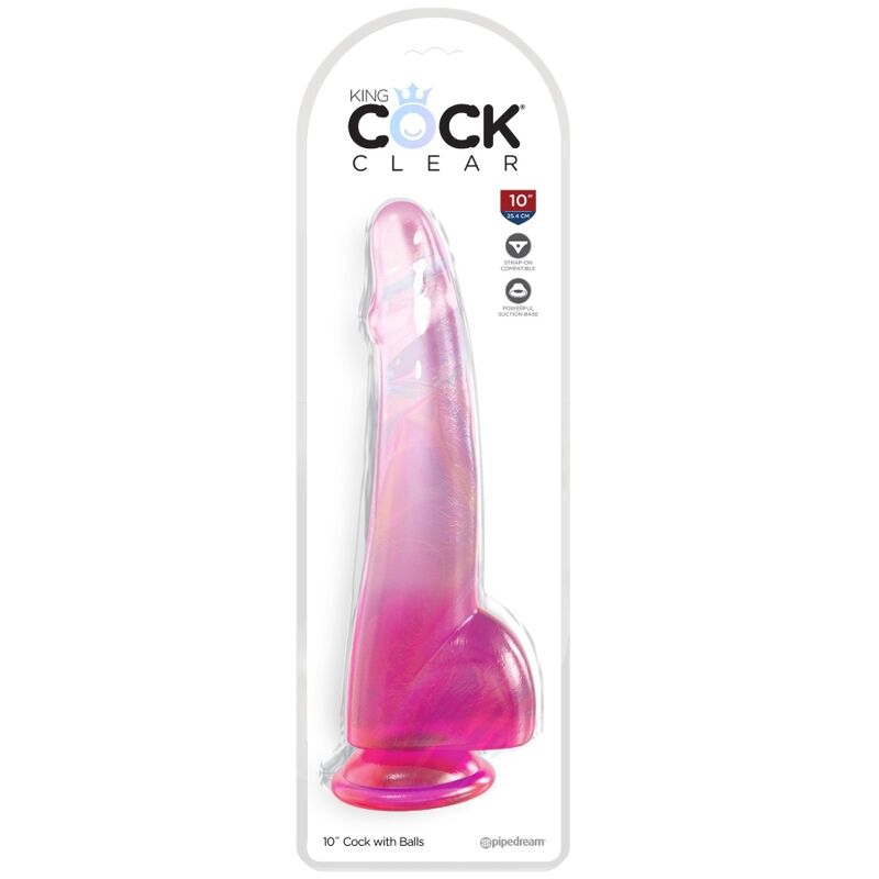 King cock - clear gode testicules 19 cm rose
