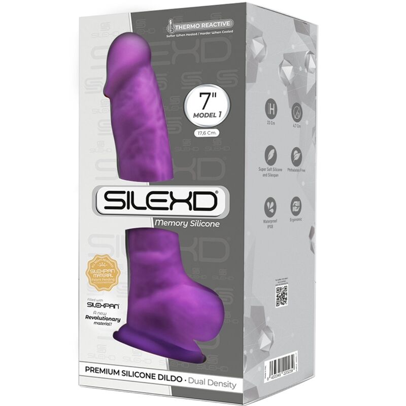 SILEXD - MODÈLE 1 PÉNIS RÉALISTE PREMIUM SILEXPAN SILICONE VIOLET 17.5 CM