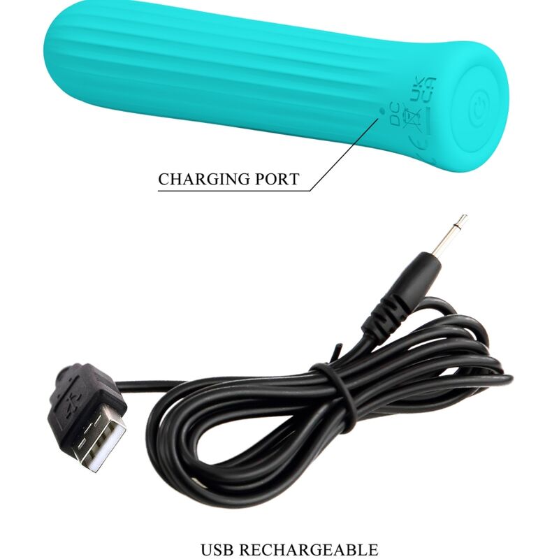Pretty Love Mini Vibromasseur Blanche avec 12 Modes de Vibrations en Silicone Bleu