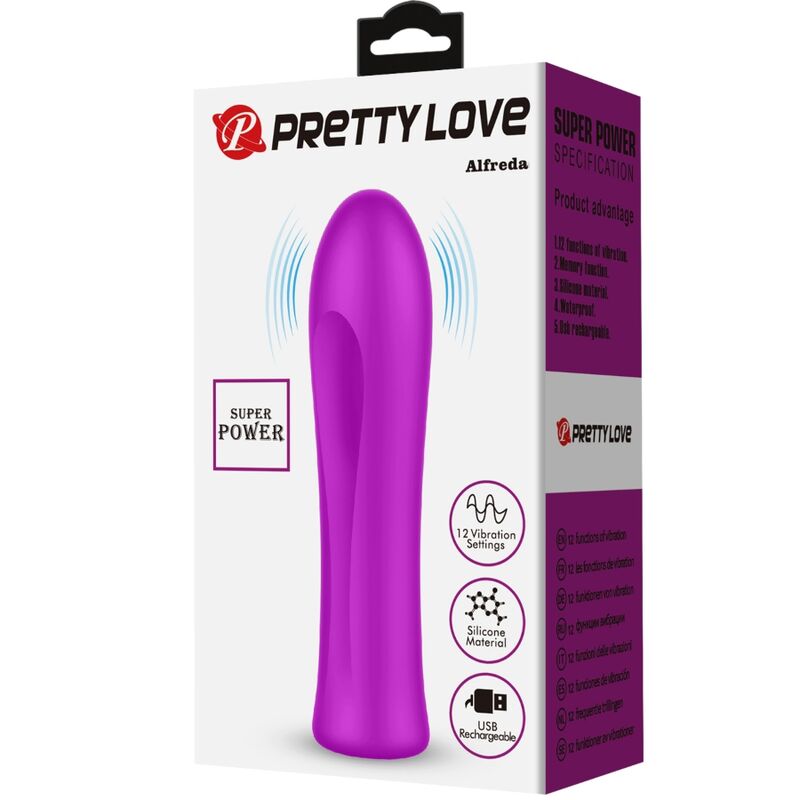 Pretty Love - Mini Vibromasseur Alfreda avec 12 Modes de Vibrations en Silicone Rose